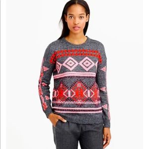 J. Crew Abstract Fair Isle Wool Mohair Sweater